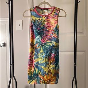 Zara tropical fitted dress, open circle back